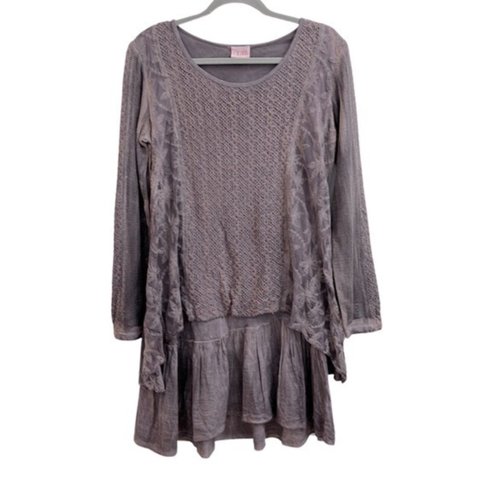 Cienna Women’s Tie Dye Embroidered mini dress Size M 
Color Dim Gray